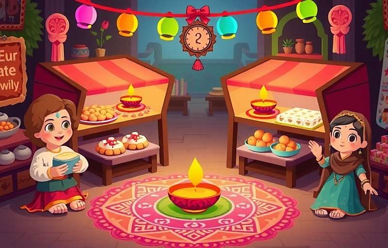 Clove Crusade Indian Spice Diwali Celebration Clove Crusade Indian Spice Diwali event showing in-game market decorated with diyas, rangoli, and characters celebrating with sweets