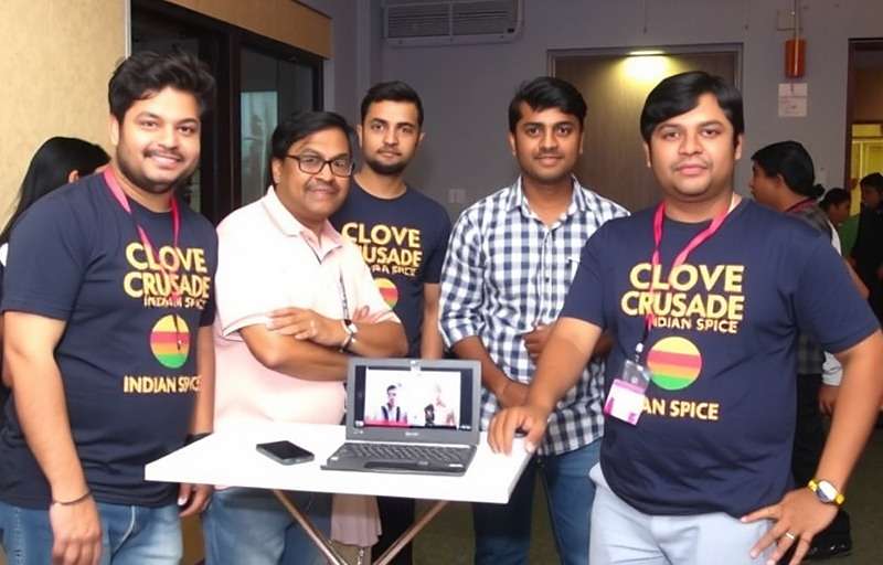 Clove Crusade Indian Spice Mumbai Community Meetup Clove Crusade Indian Spice community meetup in Mumbai with players wearing game-themed merchandise and interacting with developers
